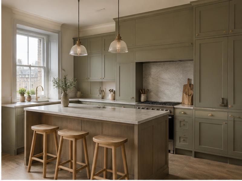 Fitted kitchen cabinetry and timber island